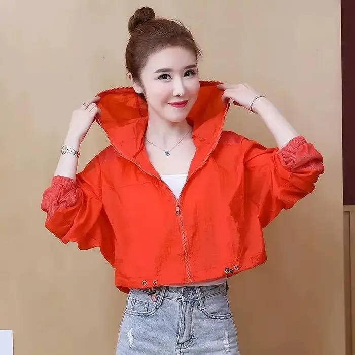 Veste femme 2025 nouveau été Protection solaire mince manteau fermeture éclair à capuche coupe-vent 