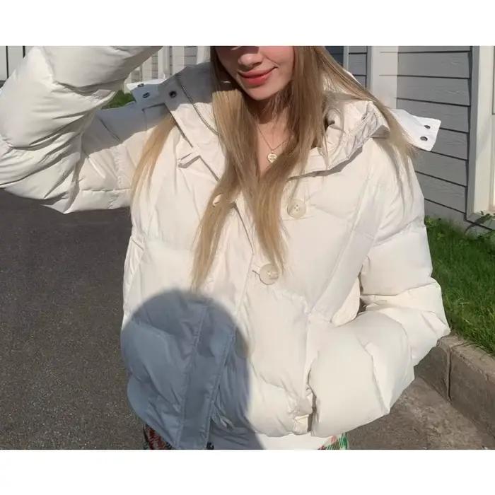 Doudoune rose en fourrure avec capuche et pardessus pour Protection contre le froid, manteau épais, 