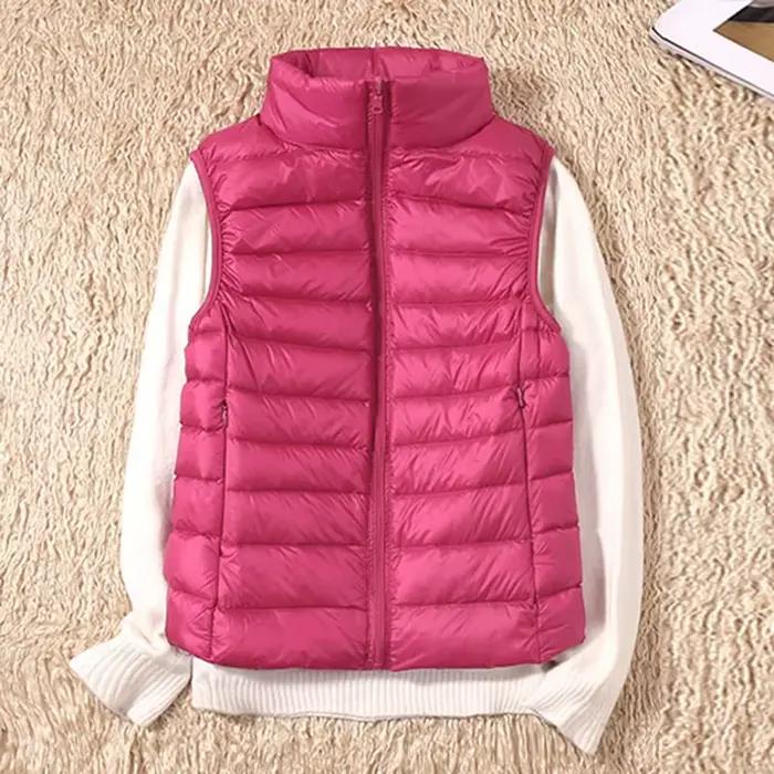 Nouveau Femmes sans manches femmes Ultra léger vers le bas gilets veste mince fille Gilet léger coup