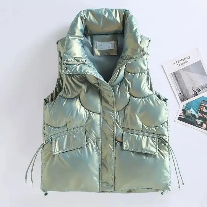 Gilet rembourré en coton imperméable pour femme, veste courte en fibre, gilets d'hiver pour femme, g