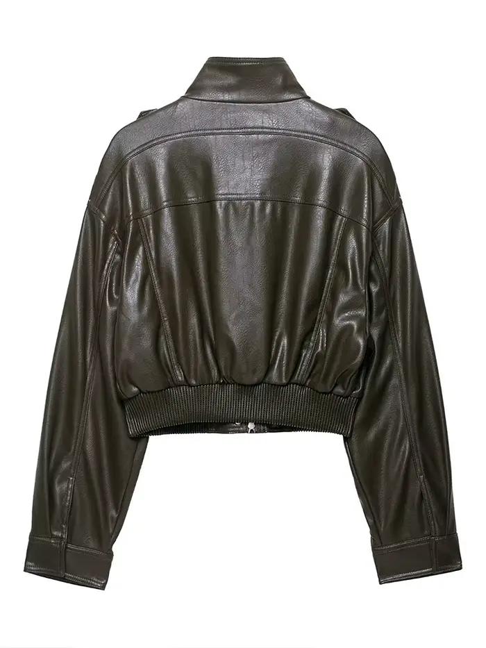 Nouvelles Vestes Courtes Décontractées en Similicuir Chic pour Femme, Coupe Ample avec Fermeture Écl