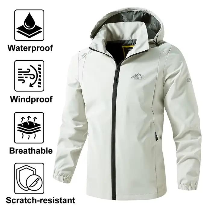 Veste de pluie imperméable unisexe pour femmes, veste de randonnée légère à capuche, coupe-vent soft