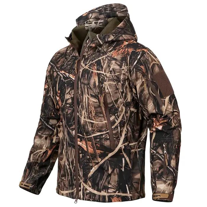 Veste de chasse de Camouflage silencieuse pour hommes, vestes tactiques polaires imperméables, coque