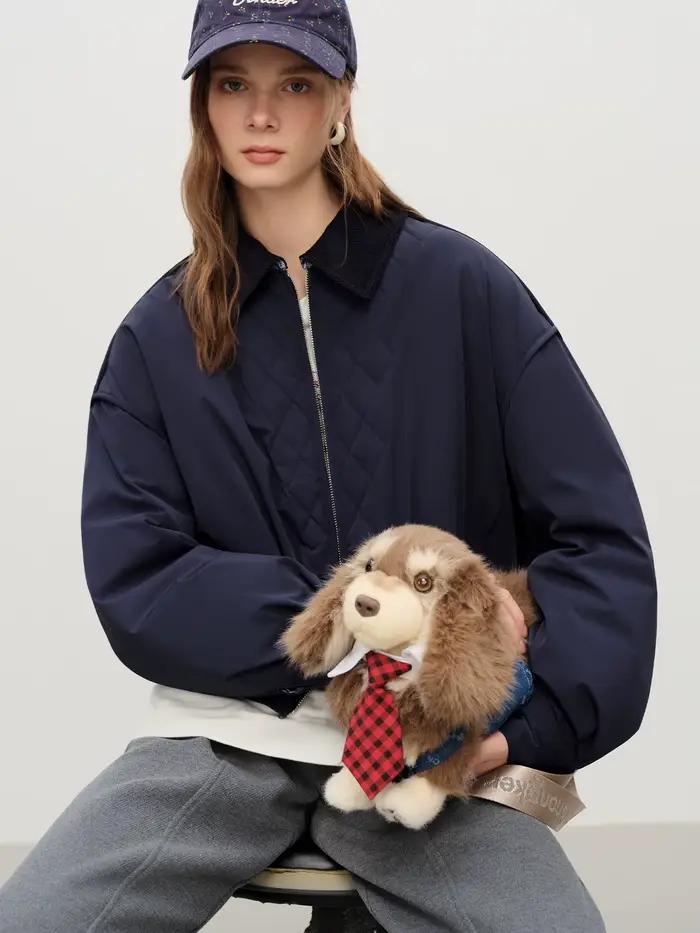 FSLE – veste rembourrée légère de Style grange pour femme, manteau court Vintage avec panneau à carr
