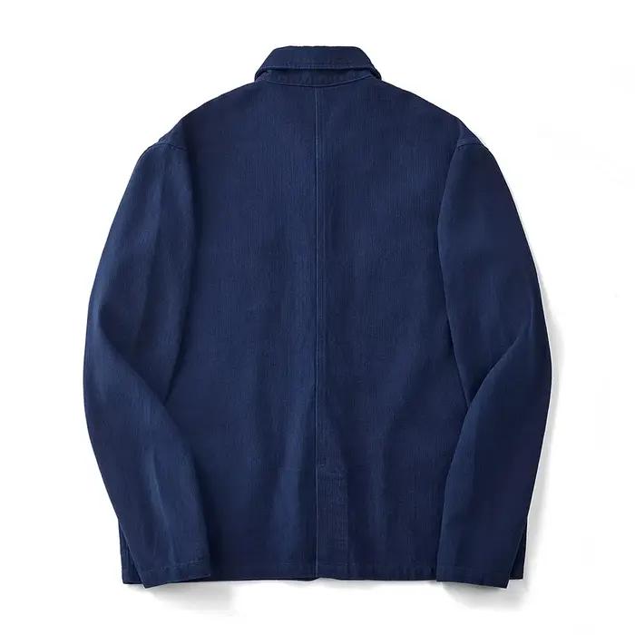 Veste indigo à chevrons vintage pour hommes, vêtements de travail français tehonneur en bleu, mantea