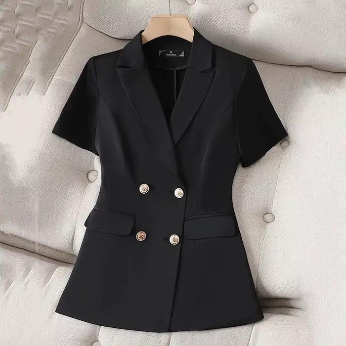 Blazer pour femme, Nouveauté 2026, Veste de costume d'été élégante, Style coréen, Manches courtes, L