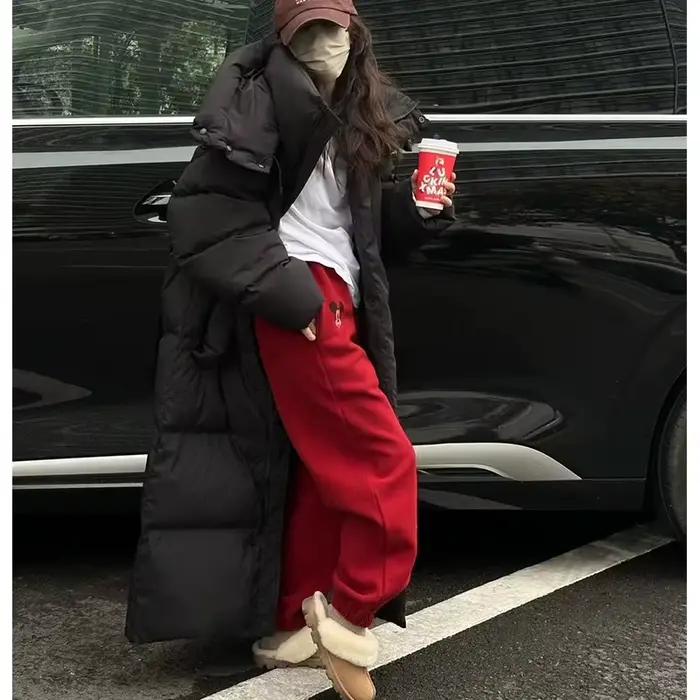 Doudoune à capuche extra longue pour femme, coton, haut de gamme, avancé, chaud, sur le genou, épais