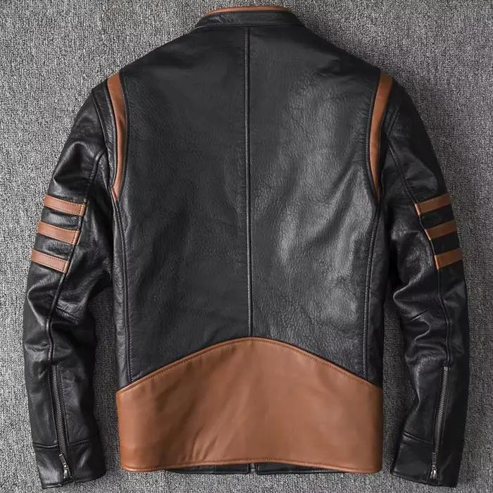 Veste de moto en cuir véritable pour hommes, manteau en peau de mouton, style court, printemps et au