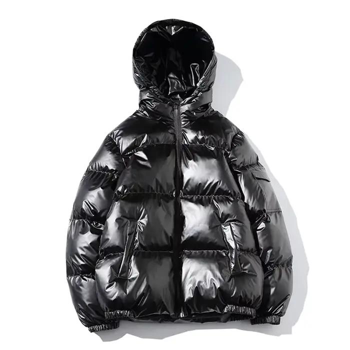 Doudoune à capuche brillante pour femme, Parka rembourrée, Vêtements d'extérieur pour femme, Argent,