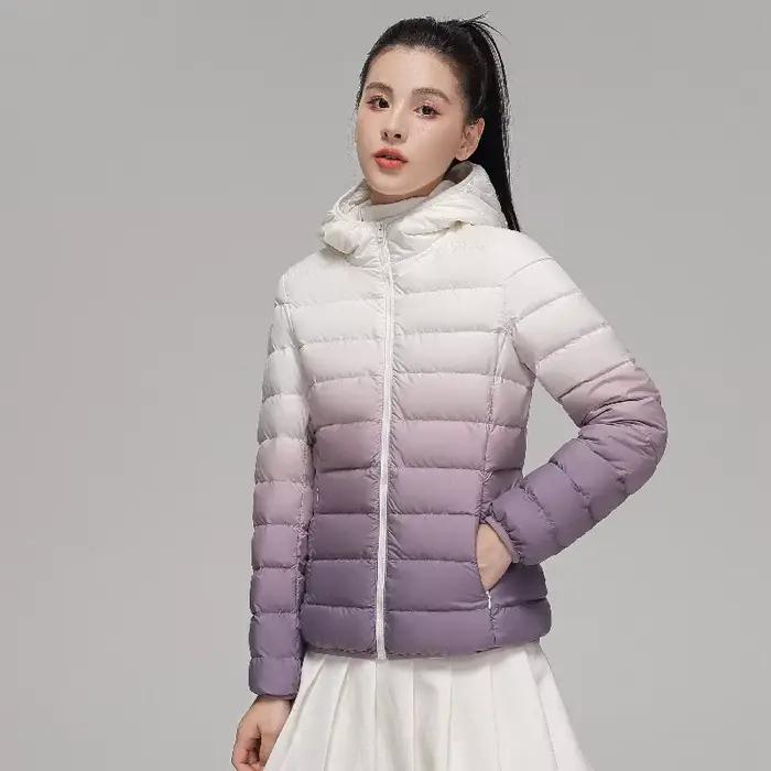 Doudoune dégradée pour femme, veste à capuche ultra légère, coupe couvertes, maintien au chaud, créa