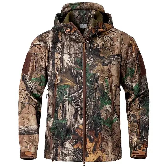 Veste de chasse de Camouflage silencieuse pour hommes, vestes tactiques polaires imperméables, coque