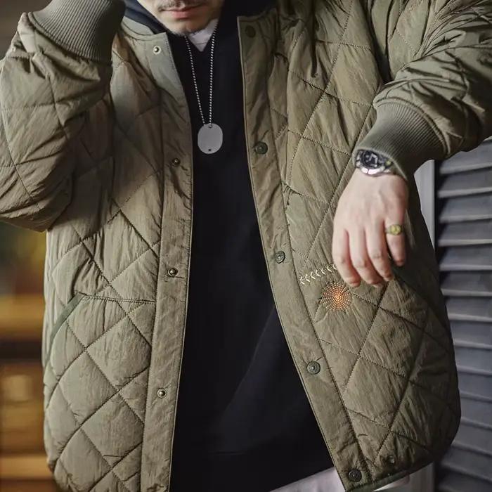 Maden Veste de baseball matelassée décontractée Manteau rembourré épais et chaud Vert Vêtements d'ex