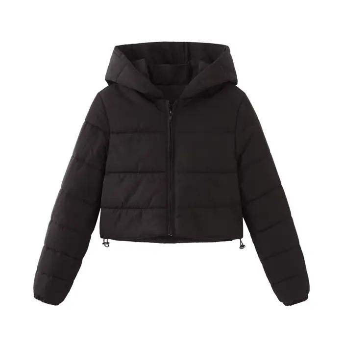 Parkas d'hiver à capuche décontracté vers le bas manteau en coton fermeture éclair tendance pain man