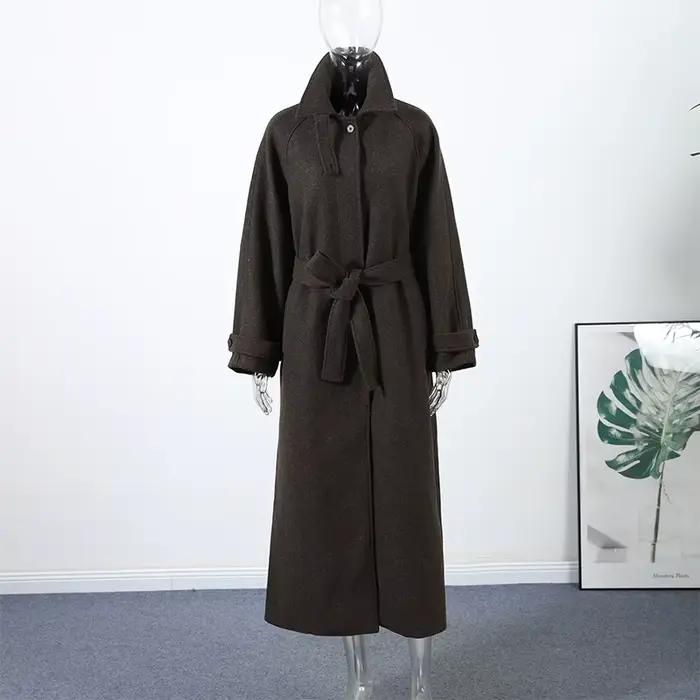 Chic en cuir PU revers veste courte femmes Vintage mode solide boutons ceinture vestes dame automne 