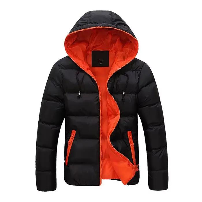 Veste chaude à capuche pour hommes, manteau décontracté mince, parka rembourrée en coton, pardessus 