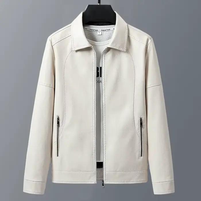 Veste en cuir véritable pour homme, veste en peau de mouton à revers, mode décontractée coréenne, vê