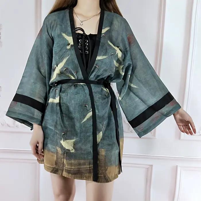 Cardigan Kimono japonais Vintage, ceinture ample, ceintures fendues, vêtements d'extérieur élégants 