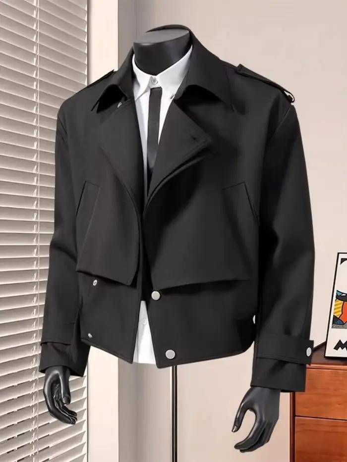 British Dandy Blazer col veste hommes printemps automne surdimensionné asymétrique métal bouton mant