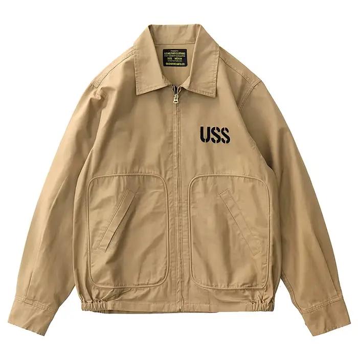 Veste de pont cargo brodée sergé rétro américain pour hommes, mode masculine, 100% coton lavé, multi