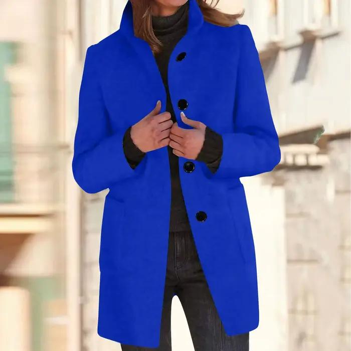 Femmes laine Cardigan manteaux avec poches dames revers longue veste manteau mode solide décontracté