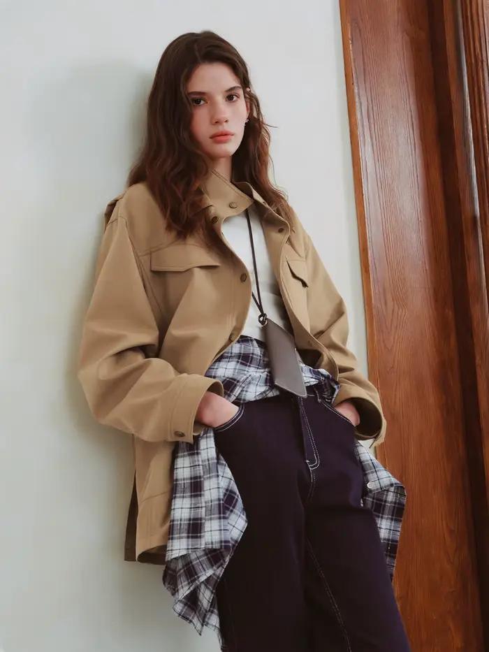 FSLE 2025 nouveau automne femmes Vintage Baren Style veste de travail surdimensionné revers manteau 