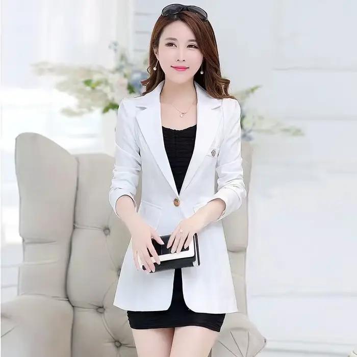 Nouveau Blazer Femme Printemps-Automne 2026 – Veste Unie à Bouton Unique Mi-Longue, Coupe Slim, Gran