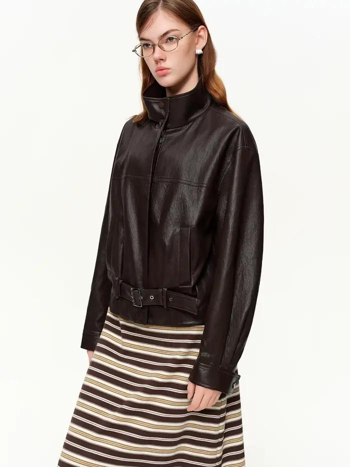 Veste en cuir décontractée de style coréen DUSHU, nouvelle collection printemps 2026, veste courte d