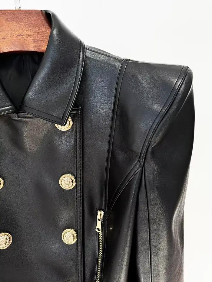 HIGH STREET Nouvelle Collection 2026 Veste de Créateur Femme à Épaules Dénudées, Double Boutonnage, 