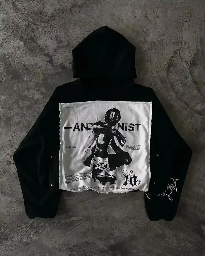 Veste de moto ample noire pour hommes, Streetwear, mode Harajuku, gothique, Punk plissé, manteau à m