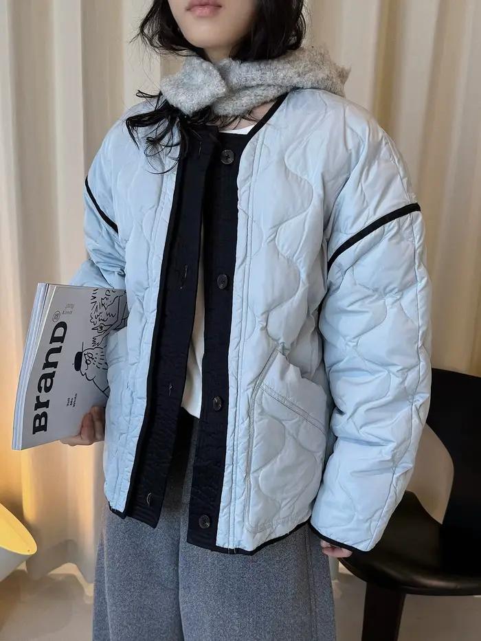 Nouvelle doudoune d'hiver de style coréen, tendance, à couleurs contrastées, en duvet de canard, cha