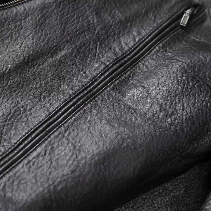 Veste de moto en cuir véritable pour hommes, manteau en peau de mouton, style court, printemps et au