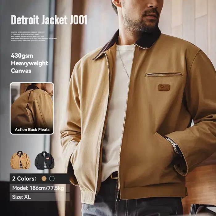 Maden rétro toile Detroit chasse J001 veste lourde poche travail veste revers col fermeture éclair m