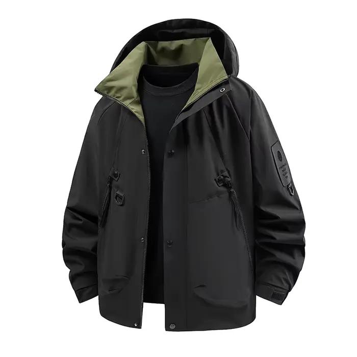 Veste de trekking imperméable pour homme, veste softshell zippée à capuche, légère, coupe-vent, pour