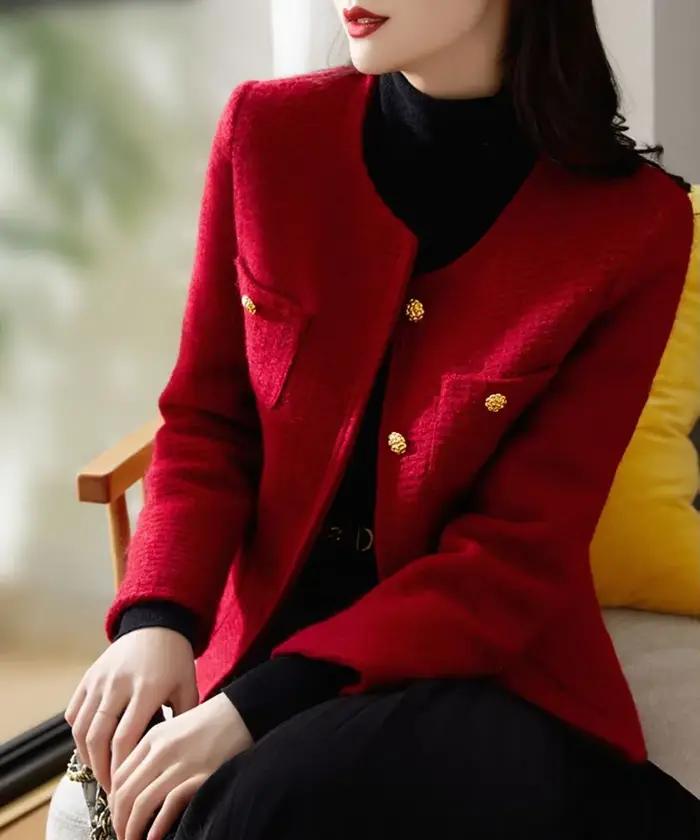CJFHJE-Manteau Classique à Manches sulfpour Femme, Coupe Cintrée, Style Français, Petit sexuellement