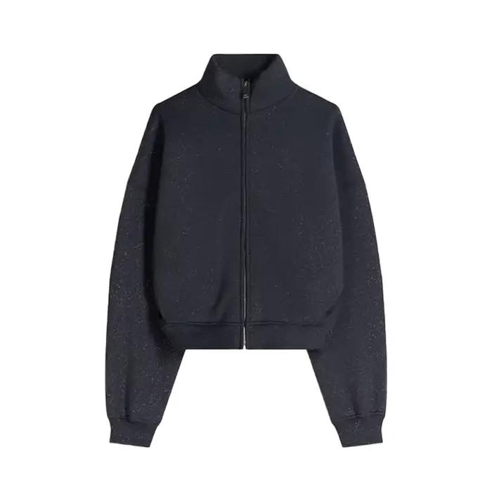 Vestes à capuche à paillettes pour femmes, col montant, surdimensionnées, épaisses, manteaux à manch