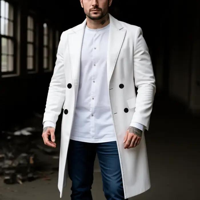 Veste coupe-vent imperméable pour homme, double boutonnage, résistante au vent, style pardessus, cou