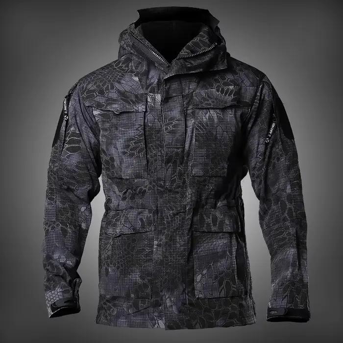 Veste tactique M65 pour hommes, veste de terrain d'automne, coupe-vent imperméable à capuche, nombre