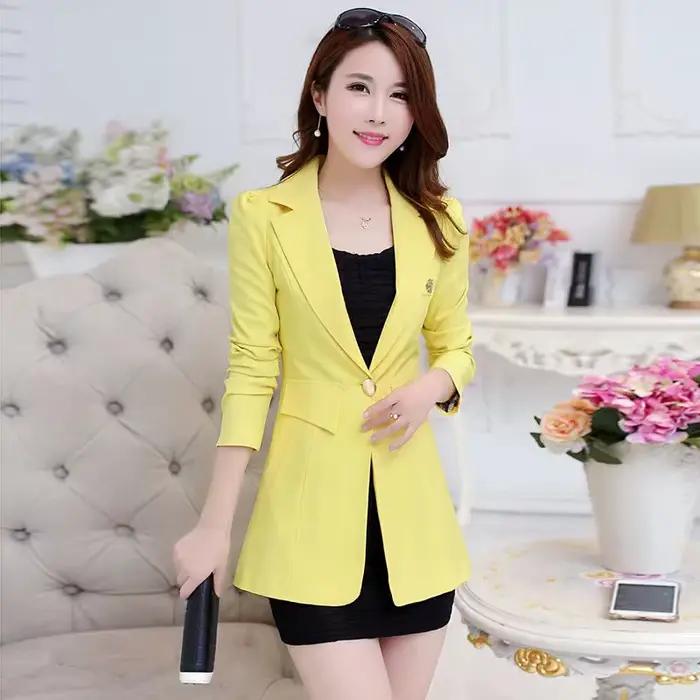 Nouveau Blazer Femme Printemps-Automne 2026 – Veste Unie à Bouton Unique Mi-Longue, Coupe Slim, Gran