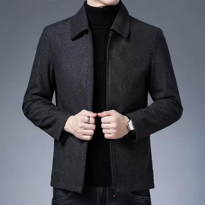 Vestes décontractées monochromes pour hommes, revers, vêtements classiques, haute qualité, trucs de 