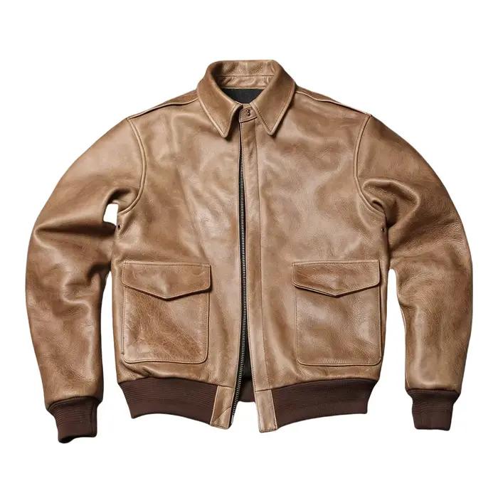 Veste d'hiver en cuir kaki pour hommes, Style militaire, grande taille 5XL, véritable cuir de vache 