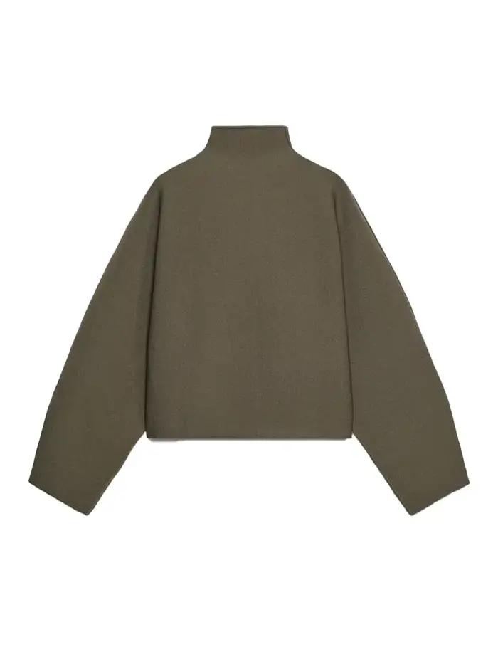 Veste courte Vintage à col montant pour femme, manteau ample et chaud avec fermeture éclair, manches
