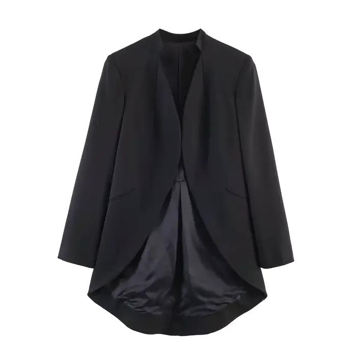 Veste de costume pour femme, manches longues, tendance, polyvalente, style minimaliste, manteau long