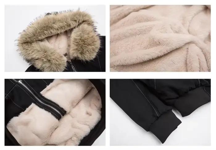 ZAROY col de fourrure Parkas à capuche Y2k Harajuku épaissir vestes rembourrées décontracté fermetur