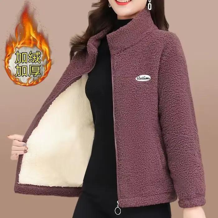 Veste en velours d'agneau épaissi pour l'automne et l'hiver, doublée de polaire, grande taille, vête