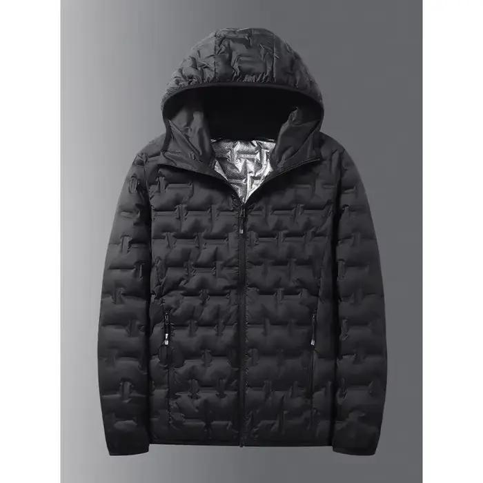 Hiver blanc doudoune hommes graphène auto-chauffant coupe-vent plissé à capuche doudoune décontracté