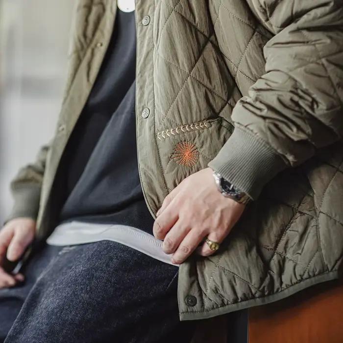 Maden Veste de baseball matelassée décontractée Manteau rembourré épais et chaud Vert Vêtements d'ex