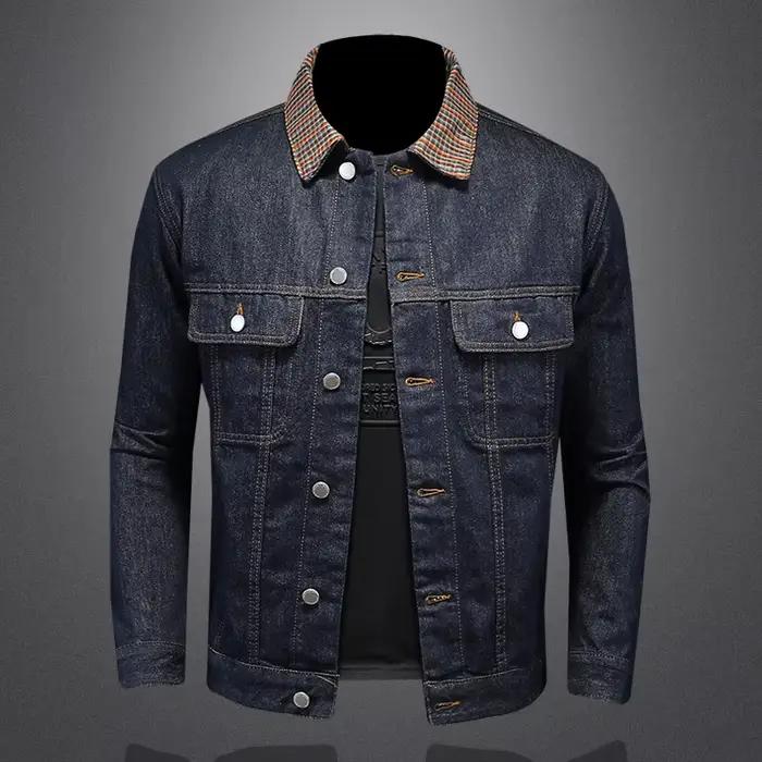 Manteau en Denim Délavé Classique pour Homme, Veste à Col Patchwork, Nouvelle Mode, Tendance, Techwe