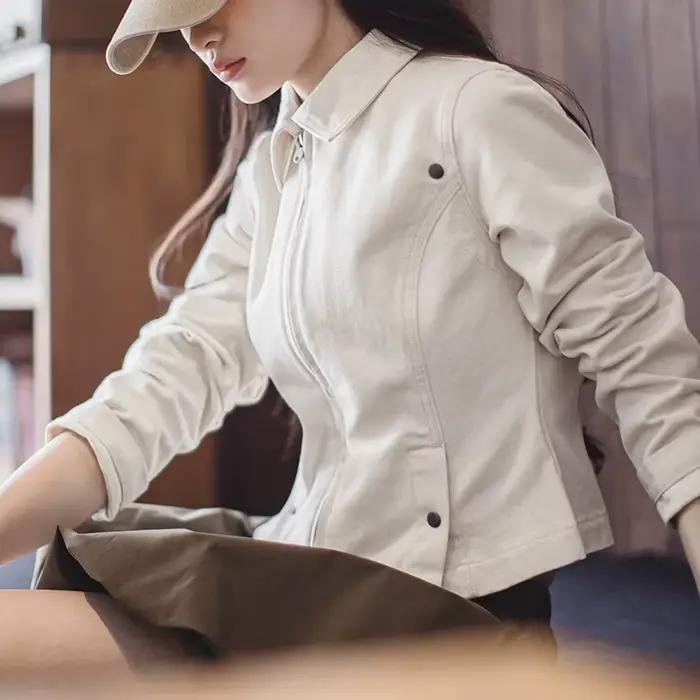 Maden-Veste Cintrée à la Taille pour Femme, Manteau Vintage, Vêtements de Travail Polyvalents, Ferme