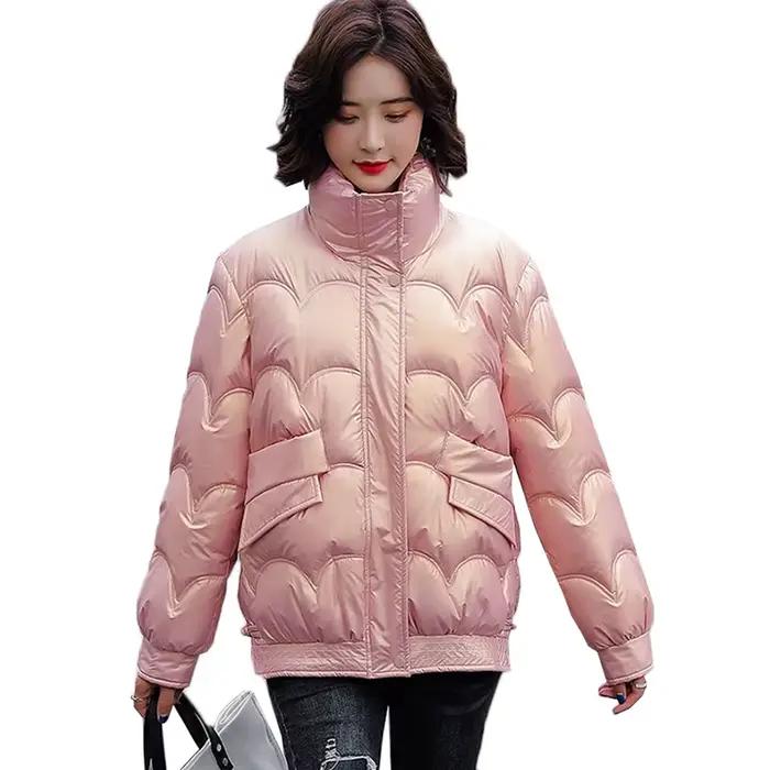 Doudoune brillante pour femme, manteau en coton rembourré, parkas optiques chaudes, vêtements d'exté