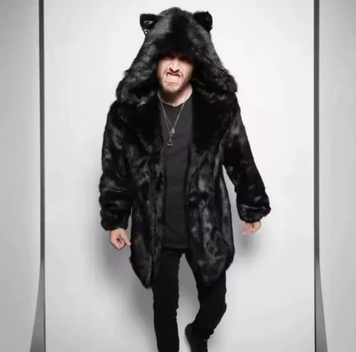 Manteau en fausse fourrure pour hommes, manches longues, capuche, épais et chaud, Cardigan moelleux 